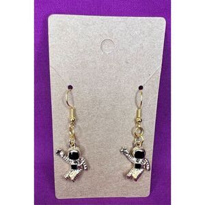 Handmade Dangly Gold Spaceman Earrings